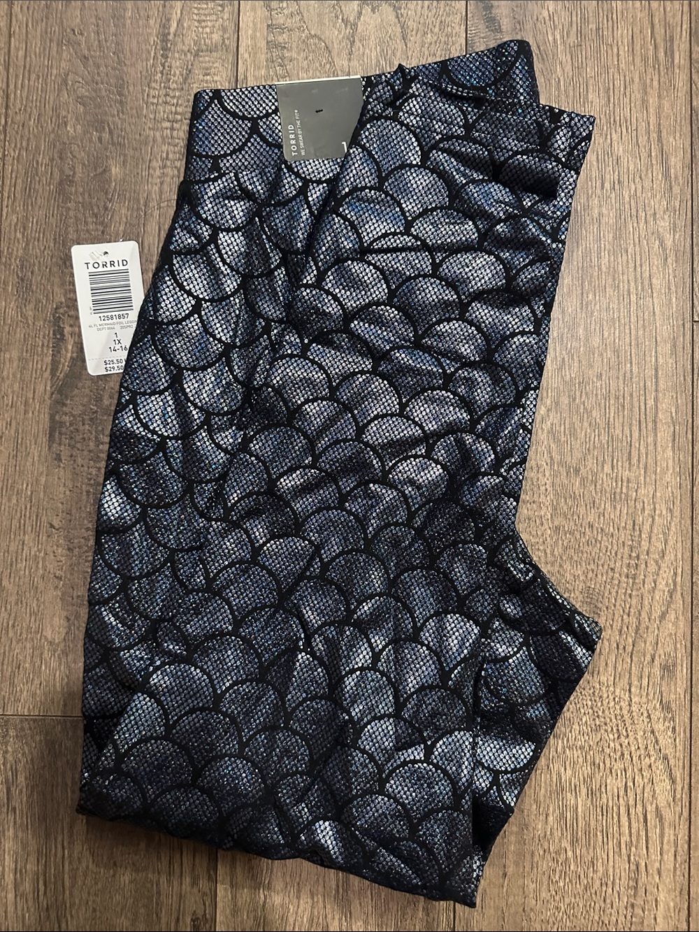 torrid Metallic Scallop Leggings - Navy & Black